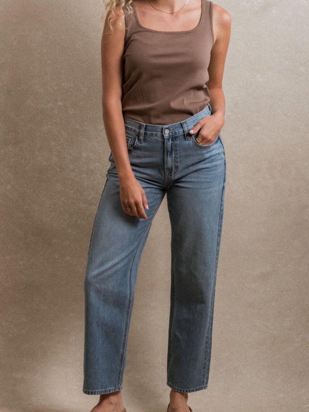 Neuflora High-rise Hidden LA Jeans Timeless Relaxed Straight Leg 100% Cotton 29"
